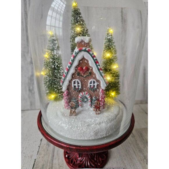 Valerie holiday scenes gingerbread house dome illuminated Xmas decor unique vint - Picture 2 of 10